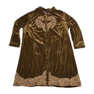 Midnight Velvet Beaded Aplique Evening Jacket Gypsy Maximalist Party Copper 3X